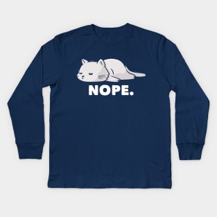 Nope Funny Cute Lazy Cat Gift Kids Long Sleeve T-Shirt